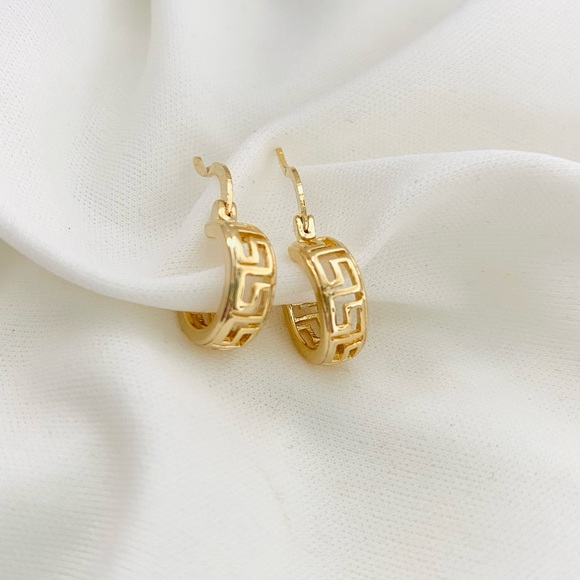 Greek Style Earrings, Small Greek Hoops - Picture 9 of 14
